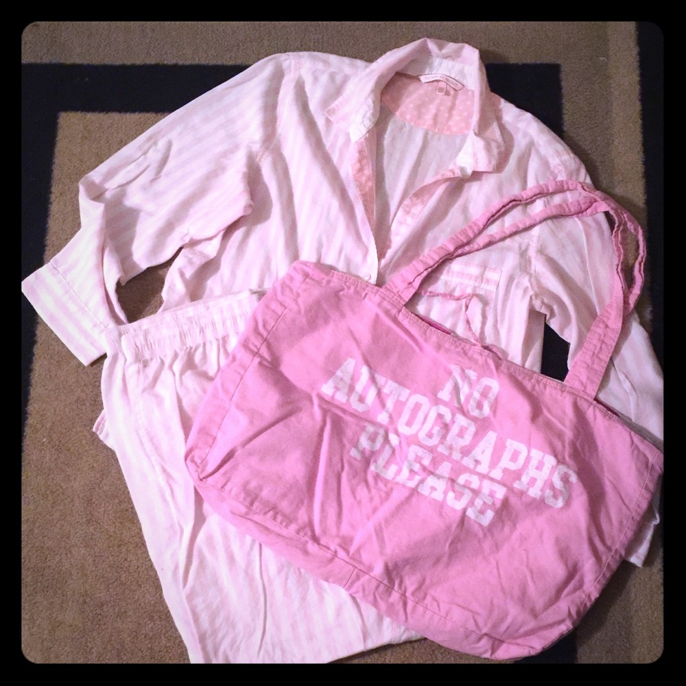 Victoria secret pajamas and tote